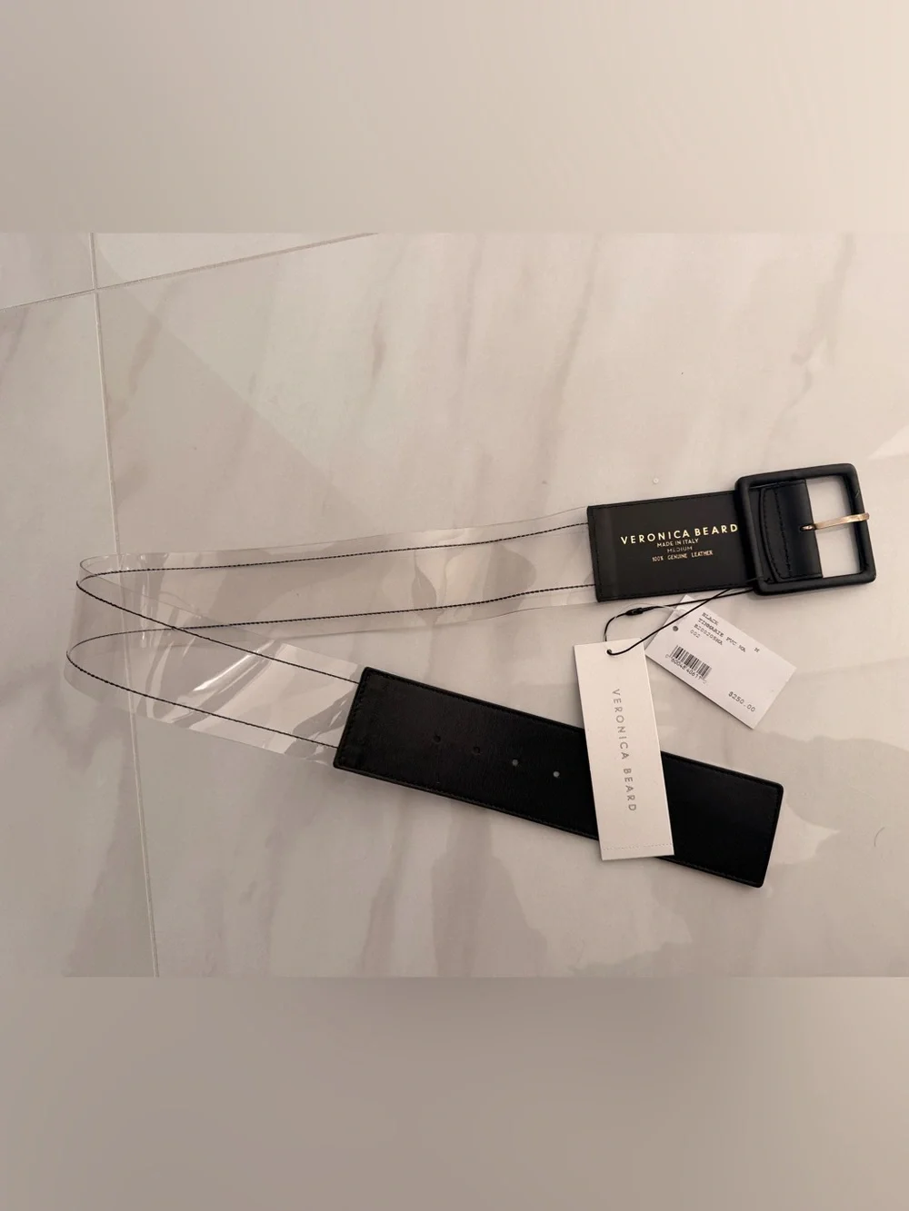 Veronica Beard Black Wide Leather Waist Belt with Square Buckle